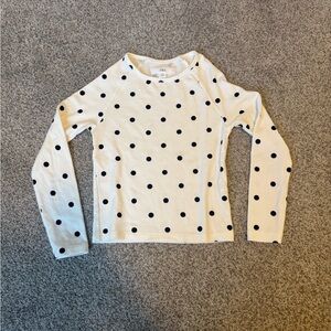 Zara Kids girls white Long-Sleeve Top with Black Polka Dots